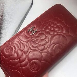 Red Chanel Flower Wallet